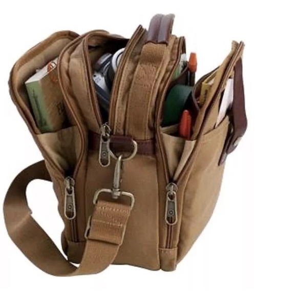 Duluth Trading Co Other - DULUTH TRADING CO. Tan Lifetime Canvas Travel Tablet Crossbody Shoulder Bag
